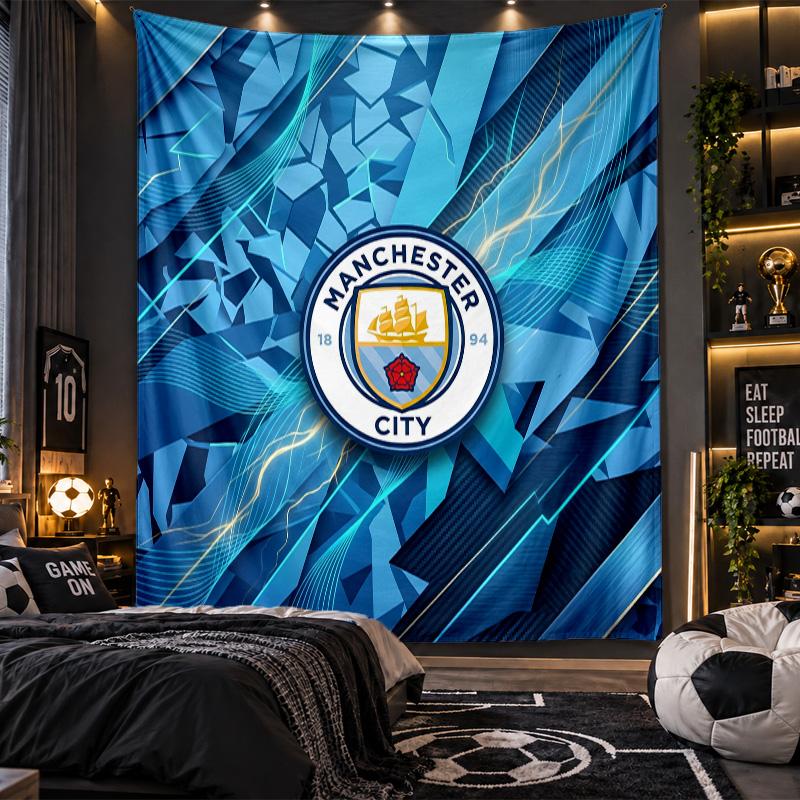 Wall Hanging Tapestry Manchester City Print Cloth for Living Room Bedroom Home Decor
