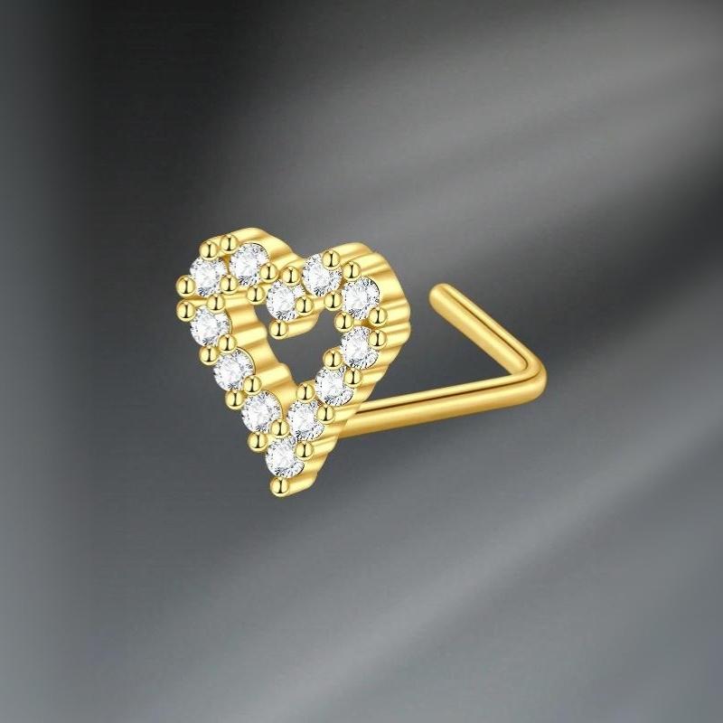 G23 Titanium L Shaped Nose Studs Hypoallergenic Gold Silver Plated Ultra-light Piercing Jewelry for All Day Comfort Wear