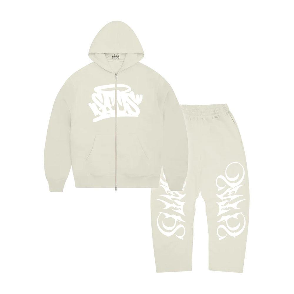 Europäischer und Amerikanischer Herren Herbst und Winter Neuer Stil Amerikanische Modemarke Bedruckte Reißverschluss Sweatshirt Jacke Hip-Hop Ins Stil Set
