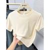 Women Plus Size Solid Color Positive-Shoulder Short Sleeve T-Shirt Summer Casual Commuter Top