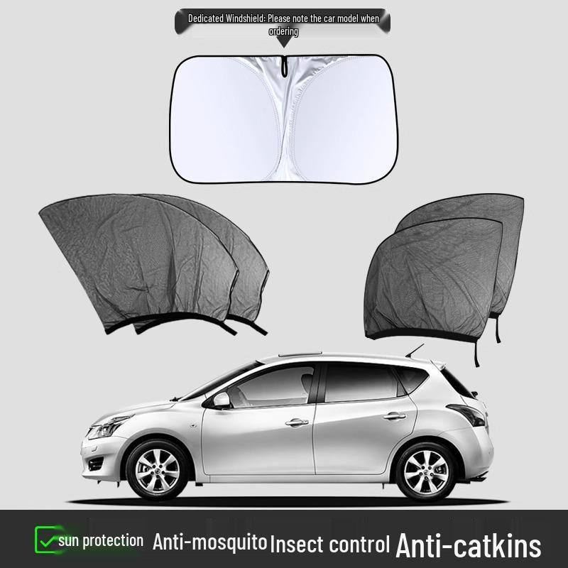 Car Window Sunshade & Privacy Curtain with Heat Insulation and Anti-Mosquito Net