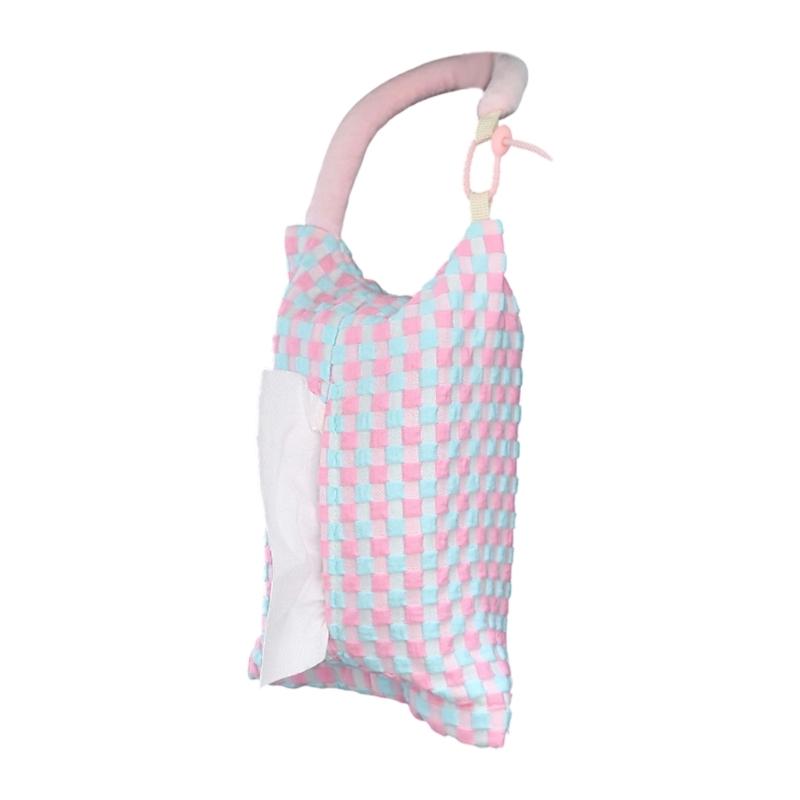 Plaids Pattern Paper Case Car Headrest Tissue Box Tissue Dispenser Bag Car Tissue Holder 6.7X9.8in Car Interior Accessory