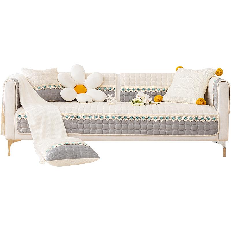 New Corduroy Sofa Cushion Winter Plush Thickened Warm Non-Slip Seat Cushion Leather Sofa Cover Cover Cloth Towel