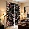 2PCS Digital Printed Curtains, Vintage Moths Flowers Crescent Moon Stars, Dark Boho Botanical Witchy Window Decor Living Room
