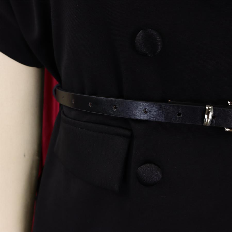 Stilvolles Blazer-Oberteil mit kurzen Ärmeln und gepunktetem A-Linien-Midiröck-Set