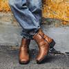 Knight Boots for Men Western Cowboy Boots Slip On Men's Leather Boots 2025 Wear-resistant Horseshoe Heel Social Shoes Male Botas