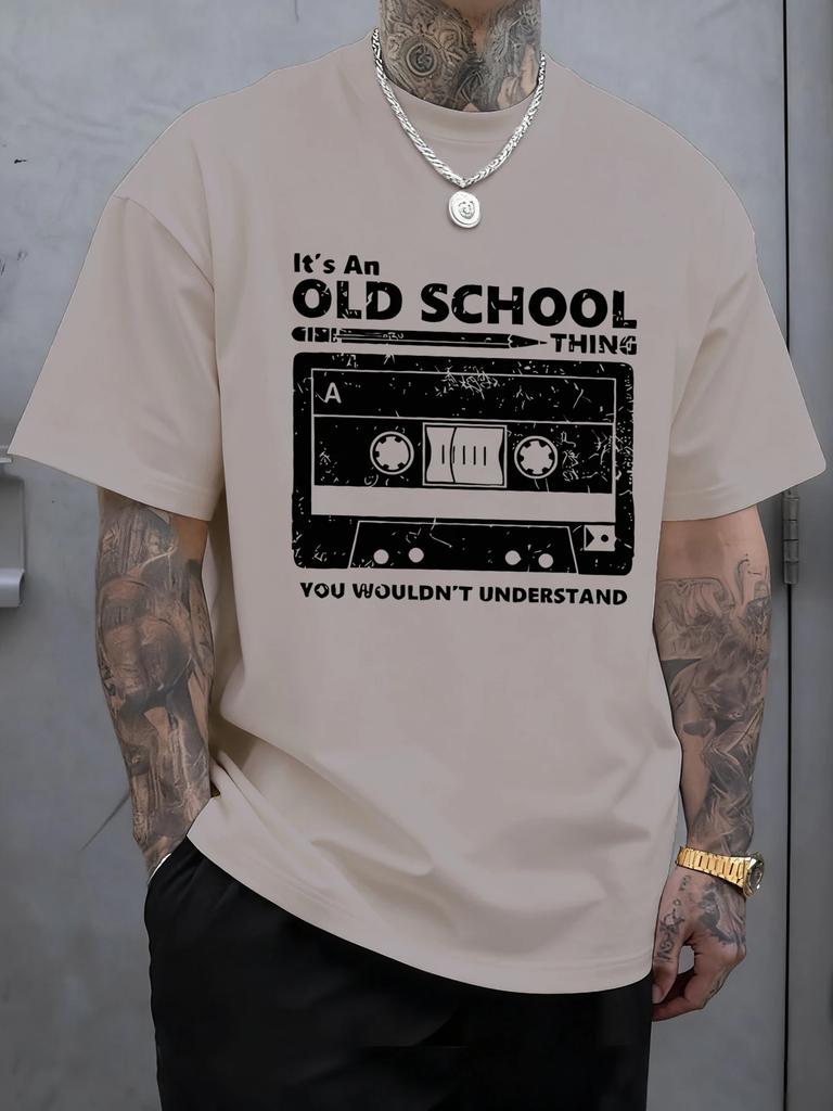 Mens Printed TShirt 100 Cotton Vintage Style Sportive Casual LooseFitting Comfortable TShirt