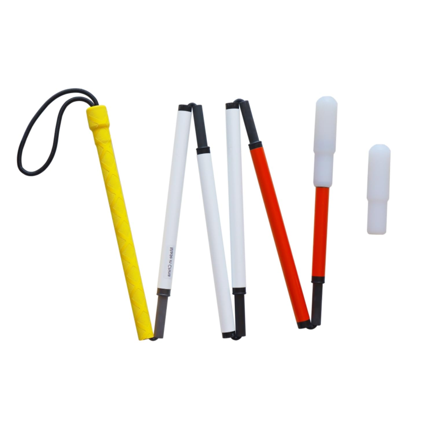 

Carbon Fiber Six-Section Folding Cane with Hard Shell Case for the Blind and Visually Impaired (Yellow Grip, 110 cm)