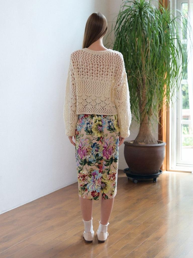 Fabric Seoul Flower Jacquard Skirt_Ivory