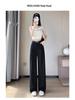 Khaki High-Waisted Slim-Fit Wide-Leg Dress Pants for Women - Spring/Summer Collection