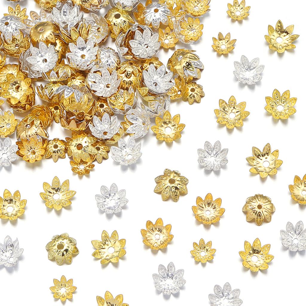 100Pcs Flowers Beads Caps 8/10/12mm Lotus Spacer beads Pendant Bead Tray for Jewelry Making Charms DIY Bracelet Necklace Earring