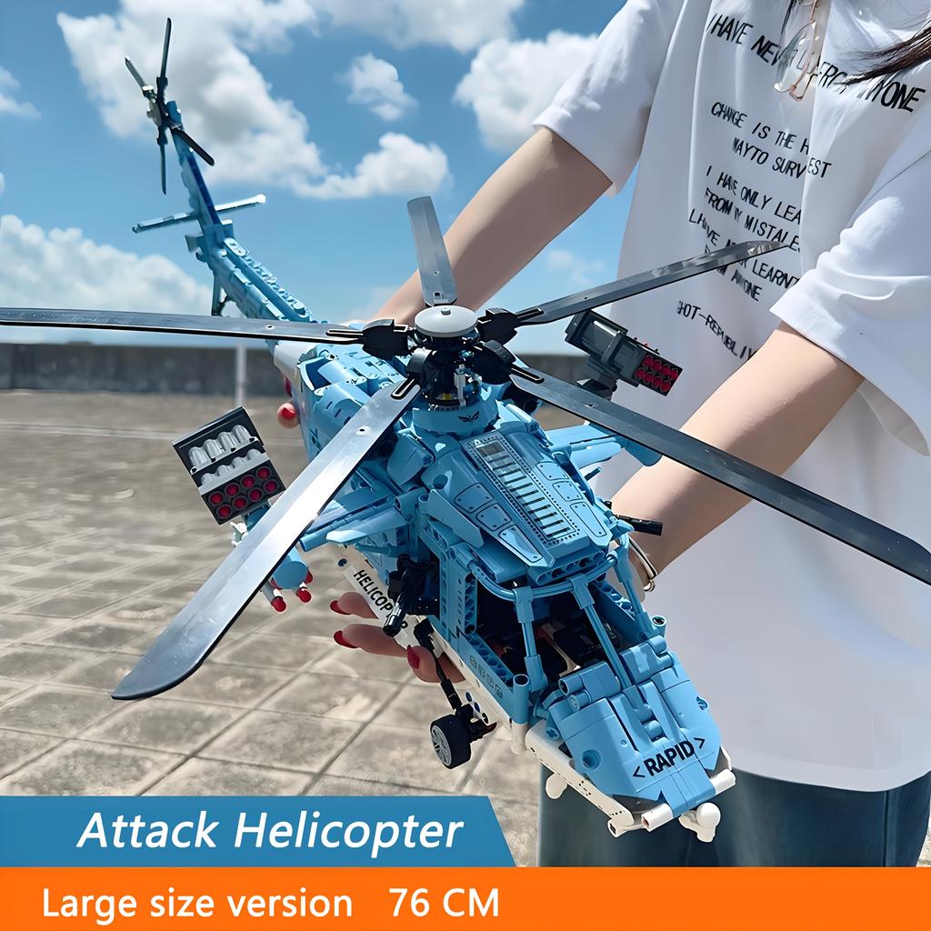Large Helicopter Model Building Block Set for Adults DIY Aircraft Assembly Kit Cool Home Decor & Desktop Display ABS Material