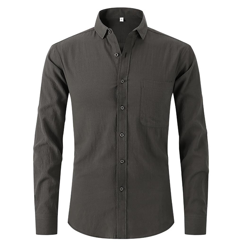Elastic Shirt Men's Long Sleeve Shirt Men's Top Slim Solid Color Inch Shirt