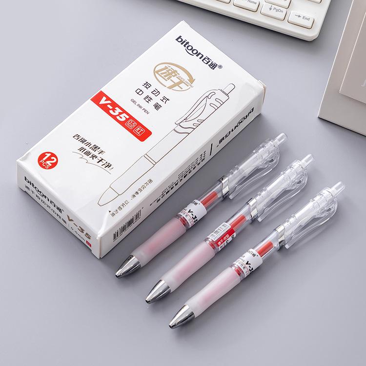 

Baitong Large Capacity Click Ballpoint Pen with Blue, Black, Red Ink - 0.5mm for Office Signature 0.5mm червоний