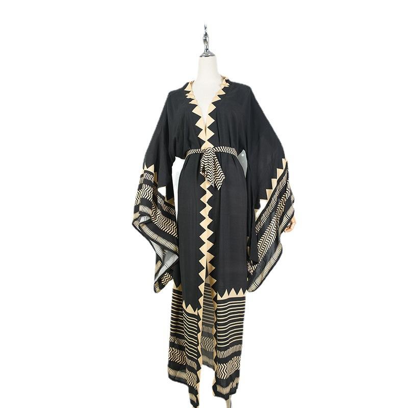 Beach Bikini Sun Protection Clothing Printed Cotton Wave Jacket Women