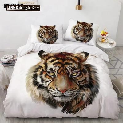 3D Tier Tiger Bettwäsche Set 23-teilig Weiche Mikrofaser Queen King Twin Größe Bettbezug Set mit Kissenbezügen Teenager Jungen Bettbezug