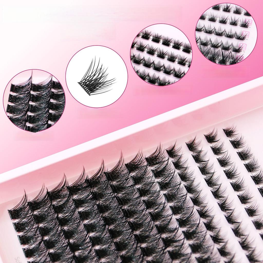 European & American Individual Cluster False Eyelashes - Natural Curl, Voluminous & Segmented DIY Extension Fibers