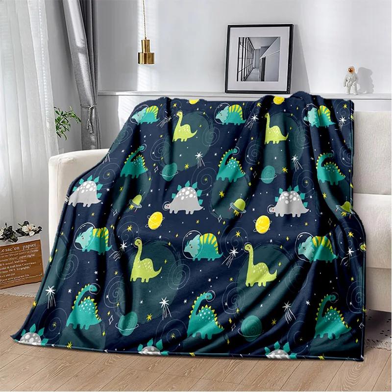 Desenho animado dinossauro espaço fofo dinossauro crianças cobertor de pelúcia macio, cobertor de flanela cobertor para sala de estar quarto cama sofá crianças