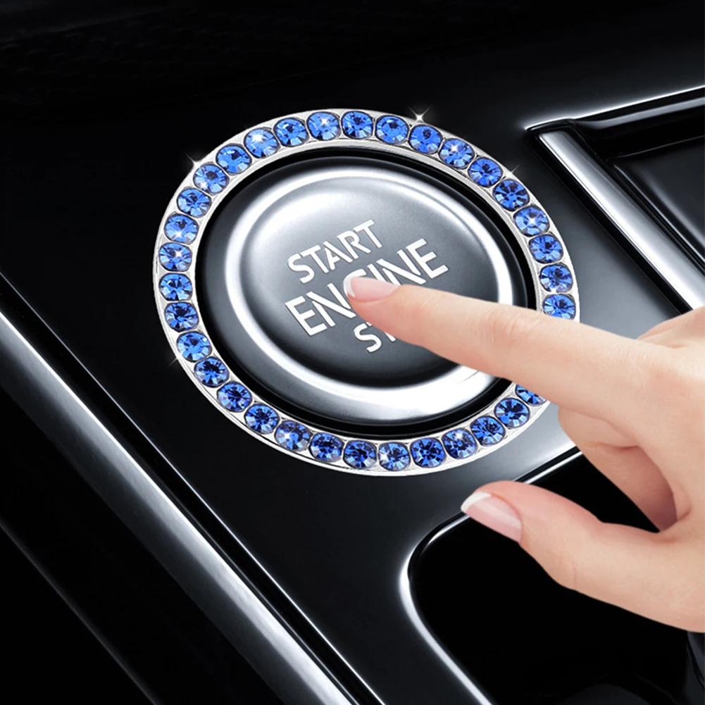 Crystal Engine Ignition Onekey Start Stop Push Button Switch Protective Cover Bling Girls Auto Accessories Car Interior Decor