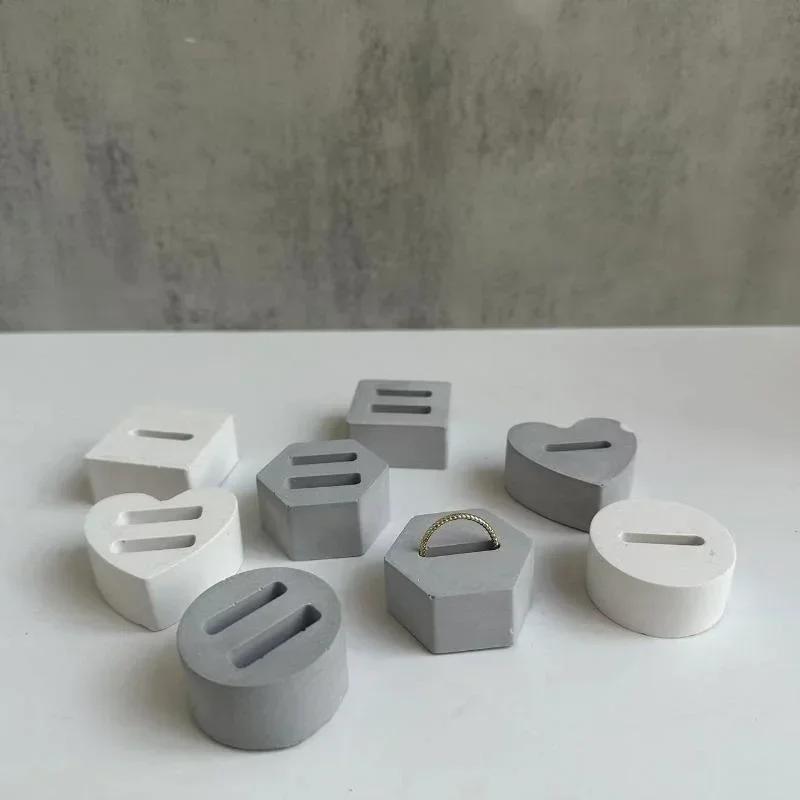 8 Hole Ring Stand Crystal Epoxy Resin Mold Round Hexagonal Love Ring Stand Mirror Silicone Mold DIY Ring Display Stand Mold