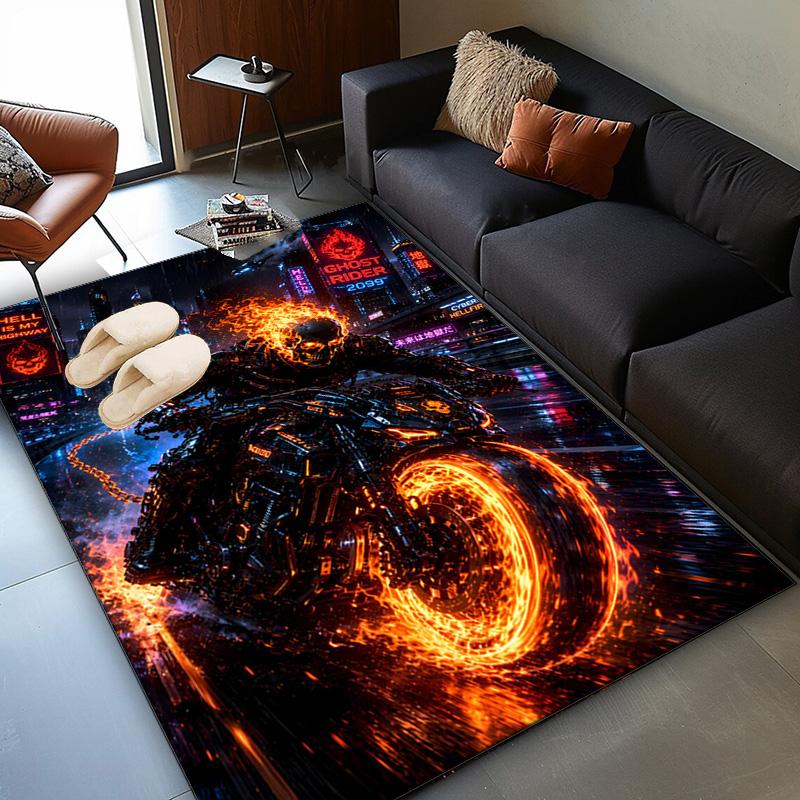 Ghost-Rider On Fire Area Rug Suitable for Indoor And Outdoor,Carpets for Kitchens, Homes, Offices, Living Rooms,Home Decor,Christmas Gift