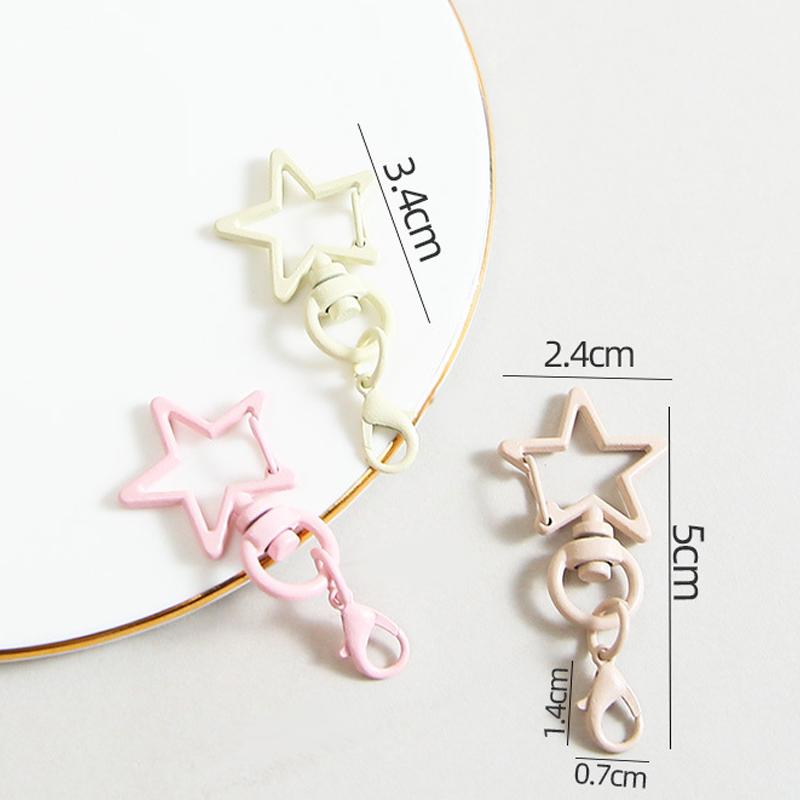 10Pcs Metal Colorful Five-Pointed Star Keychain Keyring Hooks With Lobster Clasp For Diy Craft Jewelry Making Keychain Supplies