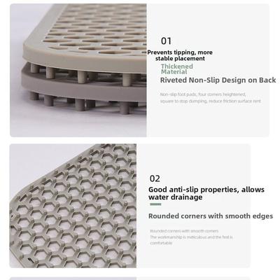 Grid Silicone Hollow Drainage Mat Heat Resistant Portable Kitchen Sink Mat Silicone Sink Protectors