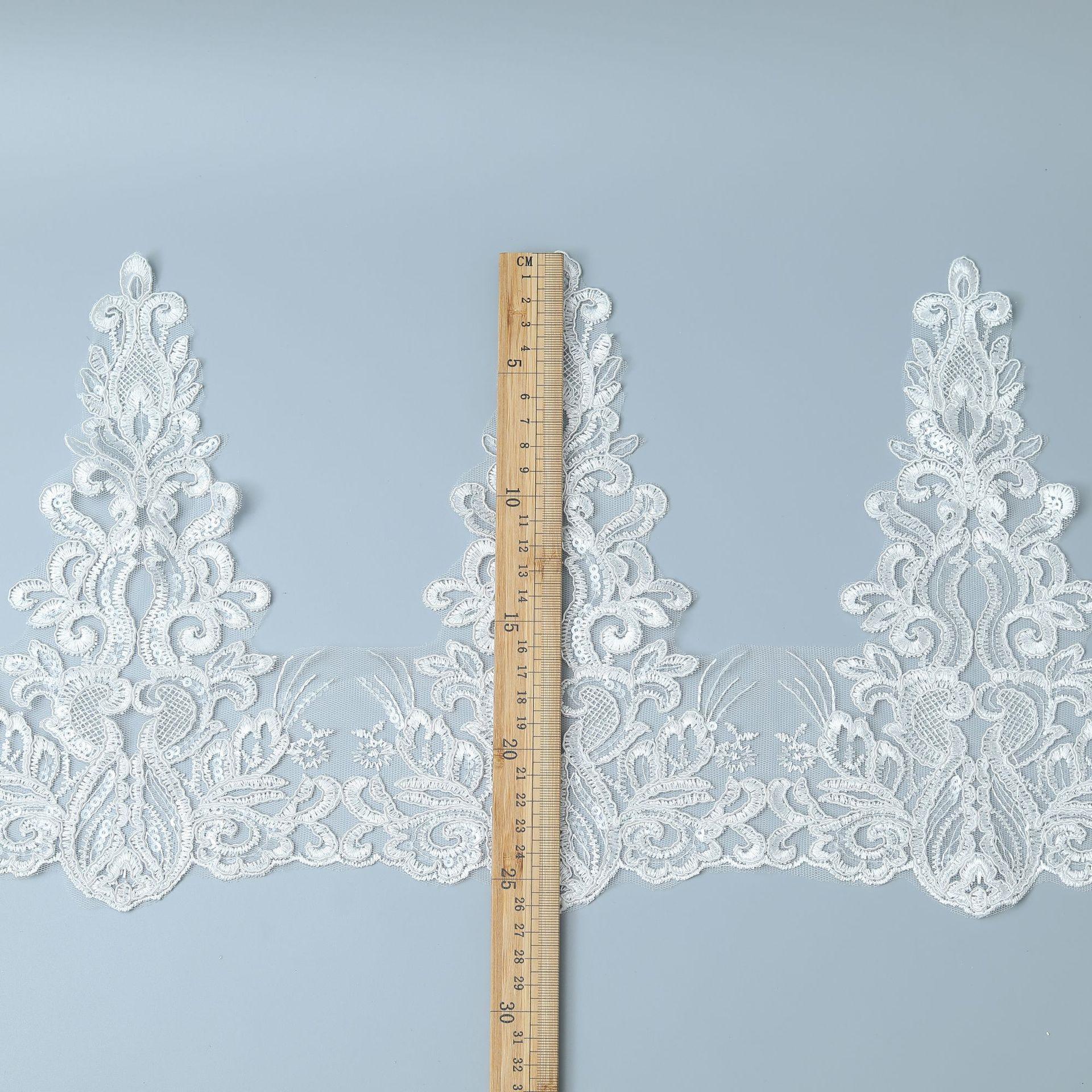 

Car Bone Lace Children S Dress Princess Dress Hem Bead Lace Wedding Dress Performance Dress Lace Accessories White/transparent sheet, width 26CM