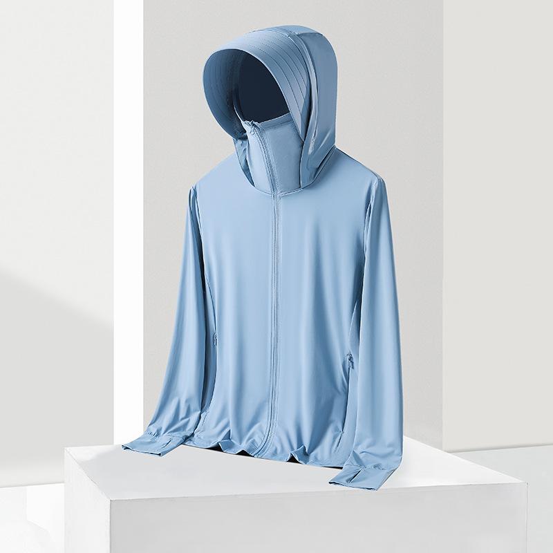 Raw yarn sunscreen clothing women's removable brim men's ice silk UPF + UV protection outdoor fishing sunscreen clothing