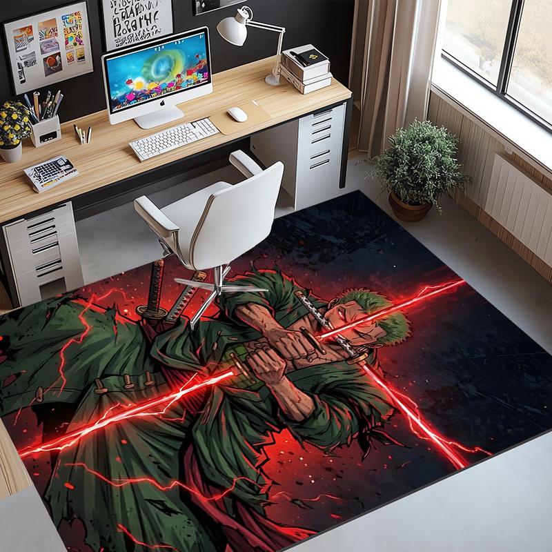 Roronoa Zoro Pattern Rug, Indoor/Outdoor Mat, for Picnic, Gameroom, Bedroom, Office, Living Room, Home Decor Carpet, Birthday Gift