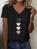 Funny Love Heart Print Women Summer Short Sleeves T-Shirt V-Neck Y2k Tops Tee Graphic T-Shirts Female Casual Women's Clothing