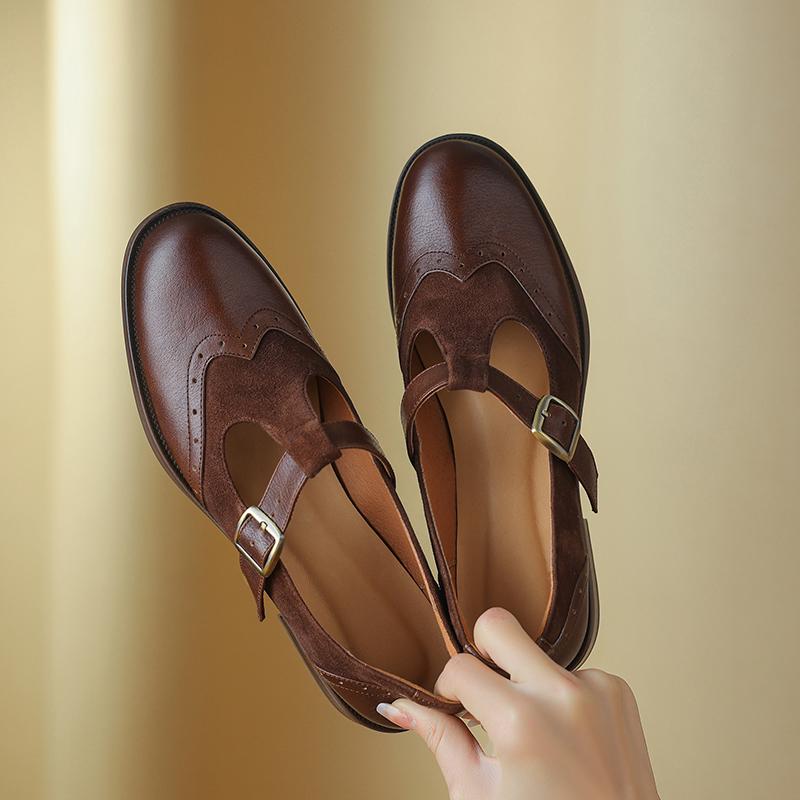 Fashion 2024 Oxford Women Shoes Genuine Leather Shoes for Women Spring Loafers Summer Brogues Women Pumps Retro Ladies Shoes