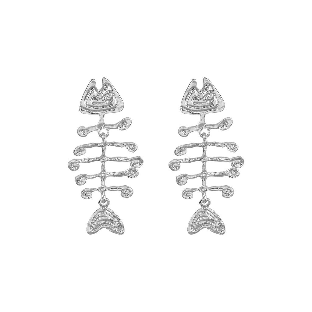 11119 European and American jewelry, new classic retro exaggerated personality fishbone alloy dripping earrings