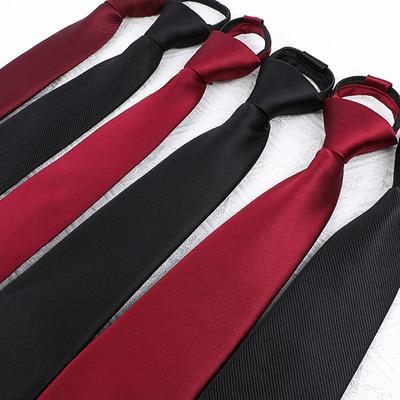 Versatile Black Knot-Free Tie Business Men'S Casual Korean Edition Dress Zipper Lazy Red Tie