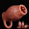 Wearable Dick Sleeve Enlargement Lock Sperm Dildo Penis Ring Adult Men Sex Toys Enlarged Thick Cock Sleeve Soft Silicone Male Desensitization Training