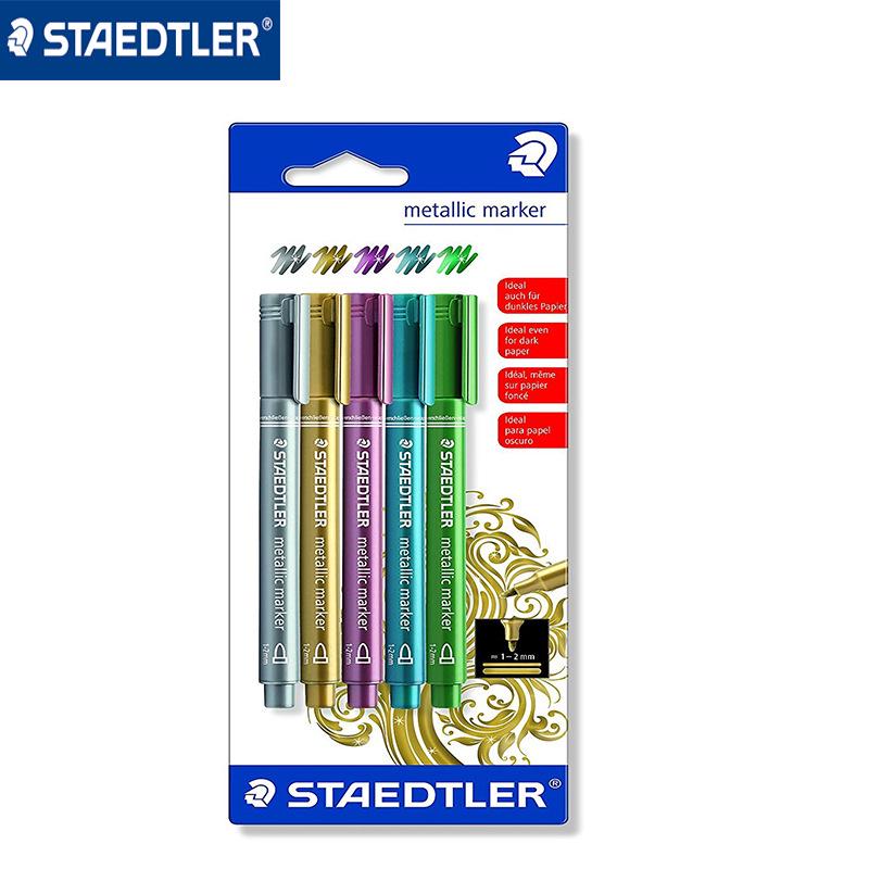 

Staedtler Metallic Marker Pen Set: Gold, Silver, Blue, Green, Purple for Cards & Invitations.