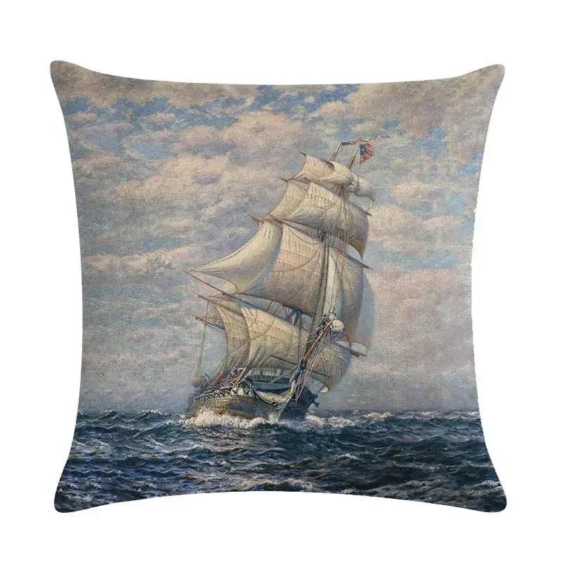 Автомобильный Диван Отель Домашний Декор Морской Бриз Декоративная Наволочка Морской Парусный Льняная Подушка Парусная Наволочка, 30x30cm