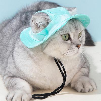 Klobouk pro mazlíčky proti slunci Prodyšná síťovina Široký okraj Barevný klobouk pro princeznu Venkovní klobouk proti slunci s otvory pro uši Nastavitelný podbradník