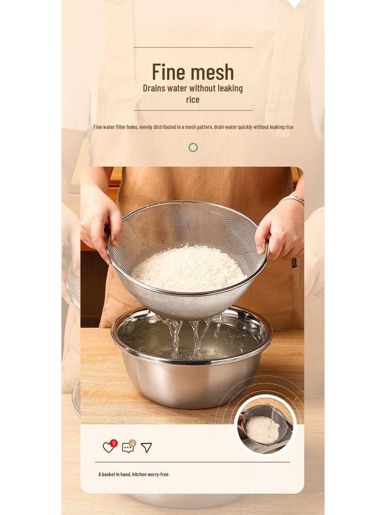 316 Stainless Steel Kitchen Colander Set - 2-Piece for Washing Vegetables, Fine Mesh Strainer for Draining, Rinsing, and Filtering Rice.
