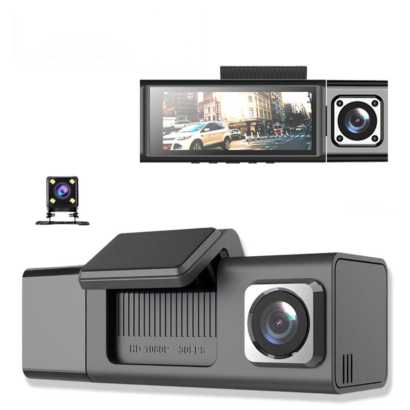 

Трехканальный видеорегистратор с записью спереди, в салоне и сзади, а также функцией камеры заднего вида. Он отличается компактным None чёрный