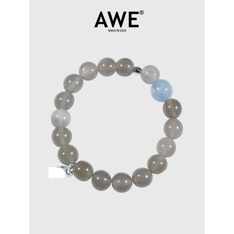 

AWE Чжао Лусы Ангел Пара Нишевый Агат Бусина Grey Angel Agate Bracelet