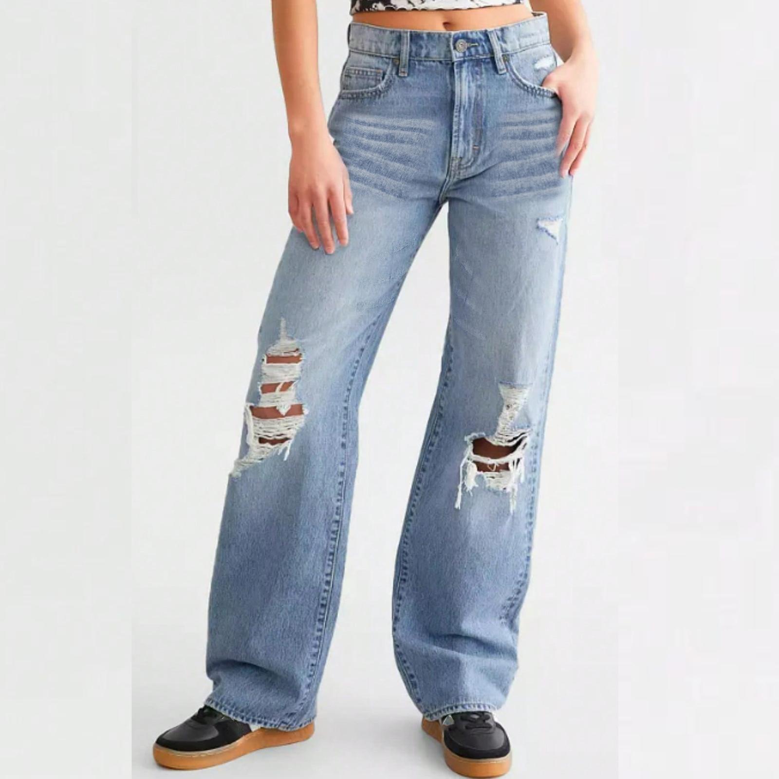 

Женские брюки большого размера, эластичные джинсы, свободные полуэластичные брюки L синий