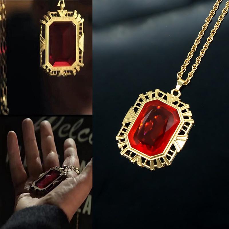 Same The Sandman Ruby Necklace Square Pendant Cos Props Birthday Christmas Gift