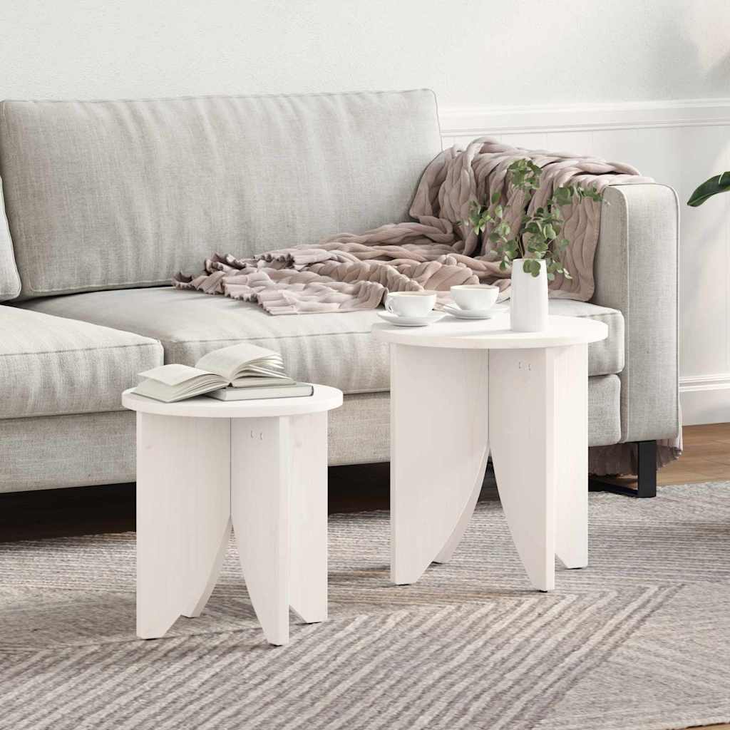 Coffee Table Set of 2 White