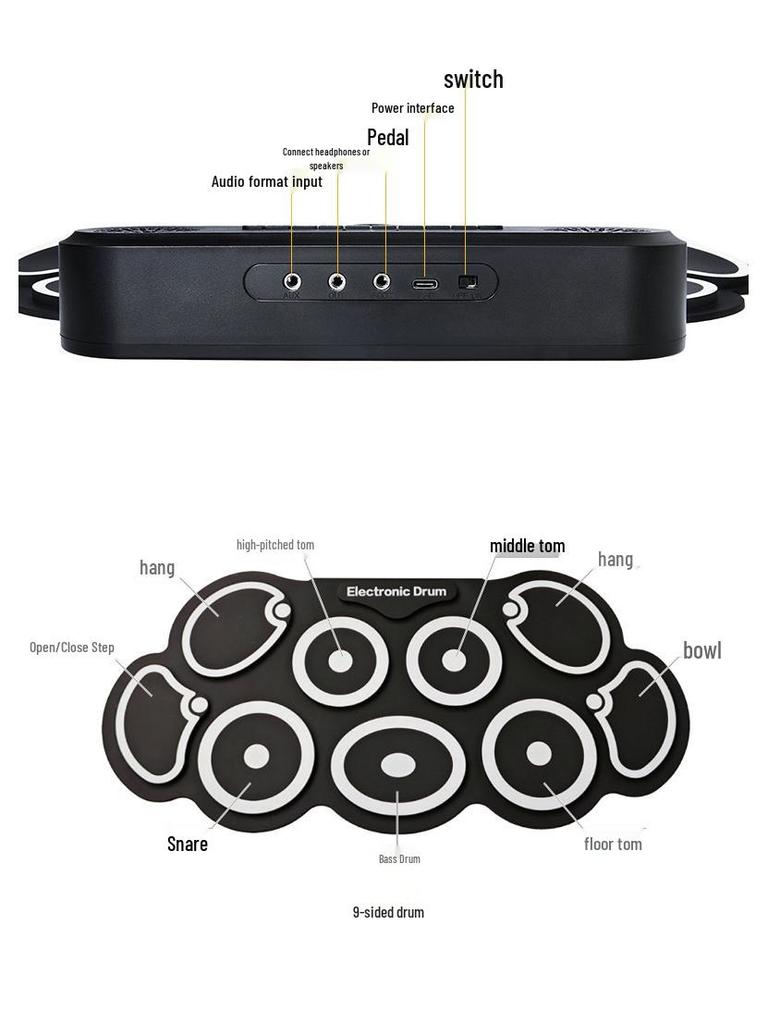 Portable Foldable Electronic Drum Set for Kids and Beginners