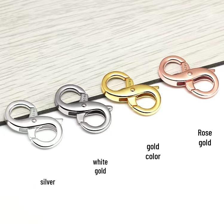 S925 Sterling Silver Spring Clasp for Necklaces & Bracelets - Handmade Figure-8 End Design Silver