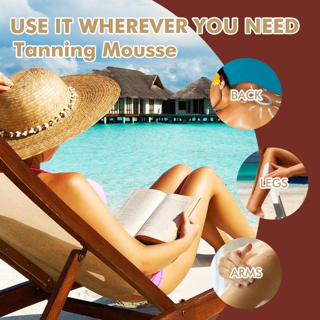 OCEAURA Tanning Mousse Spray for Moisturized, Non-Greasy Wheat-Colored Skin