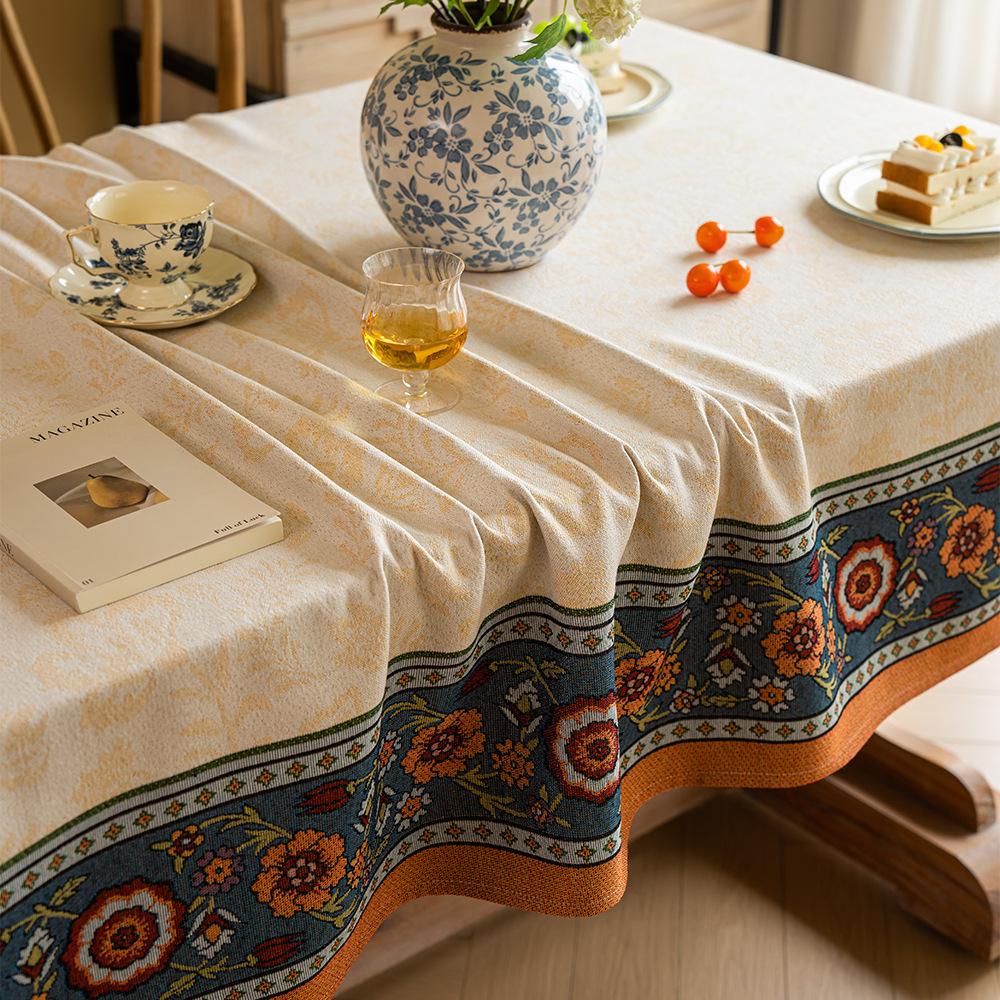 Thickened Classical Ethnic Retro Pattern Rectangular Tablecloth Household Dining Table Cloth Living Room Coffee Table Cover Towel