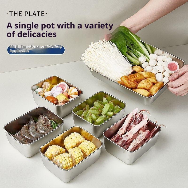 6Pcs/set Stainless Steel Food Storage Containers With Lids Leakproof Stackable Reusable Camping Picnic Storage Boxes Organizer