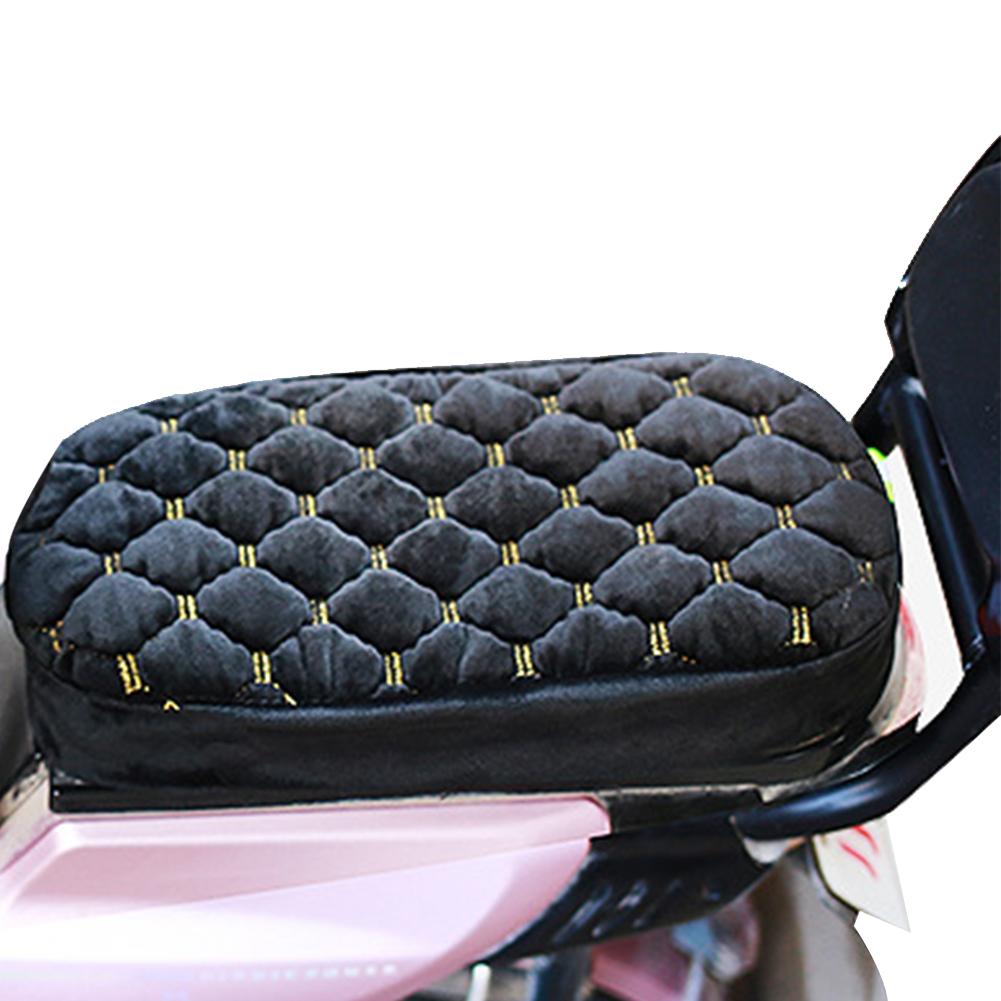 Motorrad-Sitzbezug, Plüsch, warmhaltender, weicher Sitzschutz für Elektroroller, schwarzer, warmer Samt-Sitzbezug für Motorräder